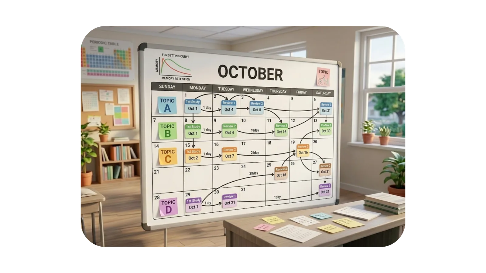 Spaced repetition schedule visualization